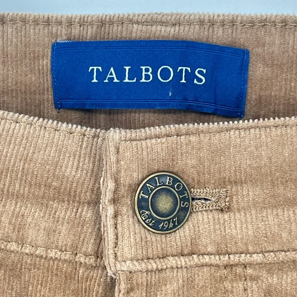 NWT Talbots Slimming Corduroy Pants‎ Camel High Waist Straight Leg 18 Preppy